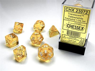 Dice 7ct Trans Yellow/White