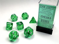 Dice 7ct Trans Green/White