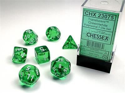 Dice 7ct Trans Green/White