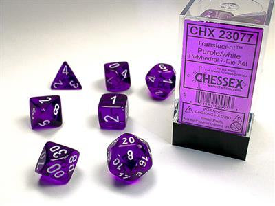 Dice 7ct Trans Purple/White