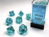 Dice 7ct Trans Teal/White