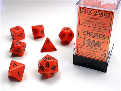 Dice 7ct Opaque Orange/Black