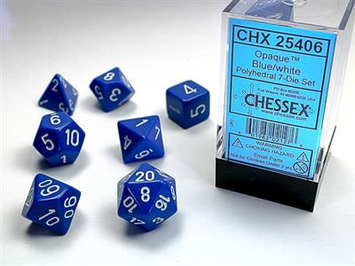 Dice 7ct Opaque Blue/White