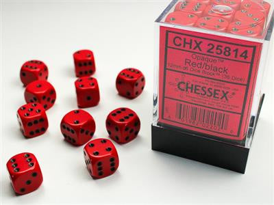 D6 12mm Opaque Red/Black