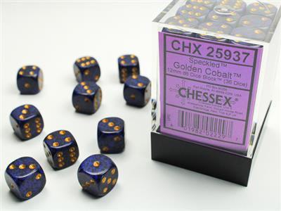 D6 12mm Speckled Golden Cobalt