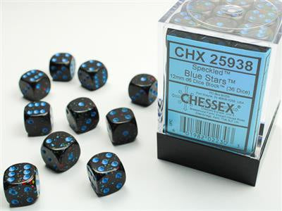 D6 12mm Speckled Blue Stars