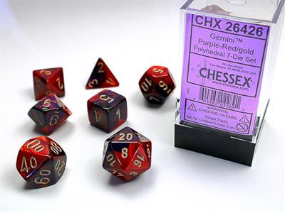 Dice 7ct Gemini Purple-Red/Gold