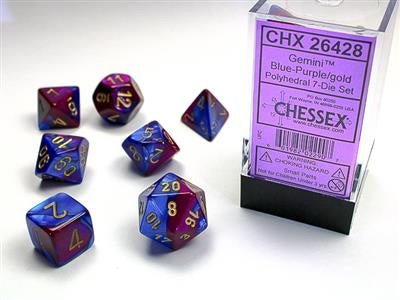 Dice 7ct Gemini Blue Purple Gold