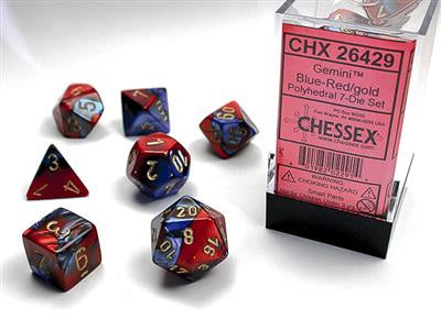 Dice 7ct Gemini Blue-Red/Gold