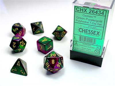 Dice 7ct Gemini Green Purple