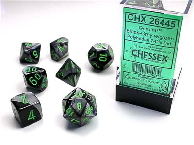 Dice 7ct Gemini Black Grey Green