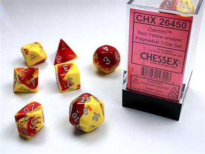 Dice 7ct Gemini Red-Yellow/Silver