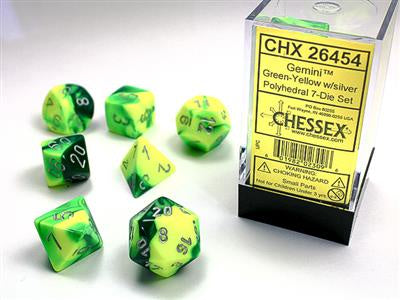 Dice 7ct Gemini Green Yellow