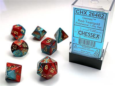 Dice 7ct Gemini Red-Teal/Gold