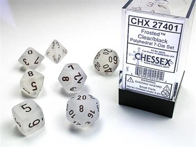 Dice 7ct Frosted Clear/Black