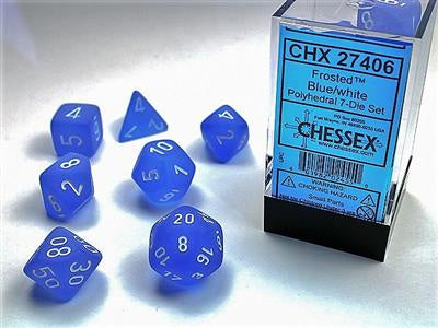 Dice 7ct Frosted Blue White