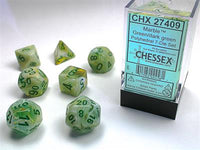 Dice 7ct Marble Green/Dark Green