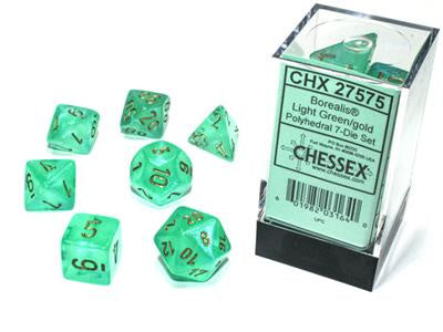 Dice 7ct Poly Borealis Light Green Gold