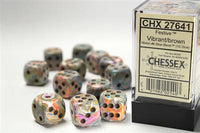 D6 -- 16MM FESTIVE DICE, VIBRANT/BROWN 12CT