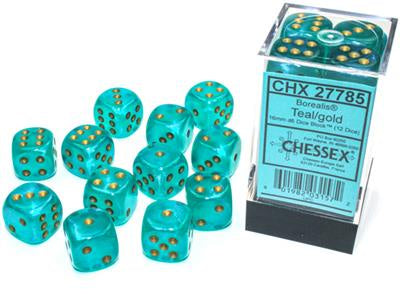 D6 16mm Borealis Teal / Gold Luminary 12ct