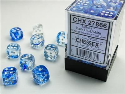 D6 12mm Nebula DkBlue/White 36ct